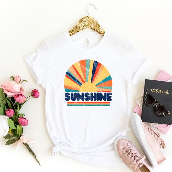 Tops - Colorful Retro Sunshine Summer Graphic Tee Shirt